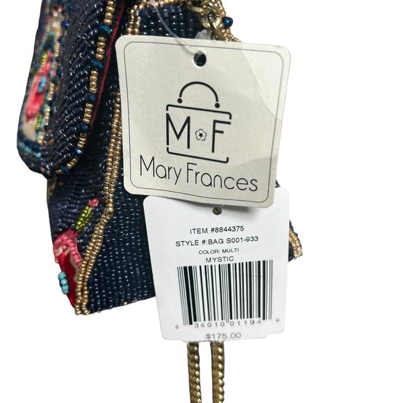 Mary Frances Blue Beaded Mystic Flap Crossbody Bag Gold Chain Crossbody - Picture 15 of 16
